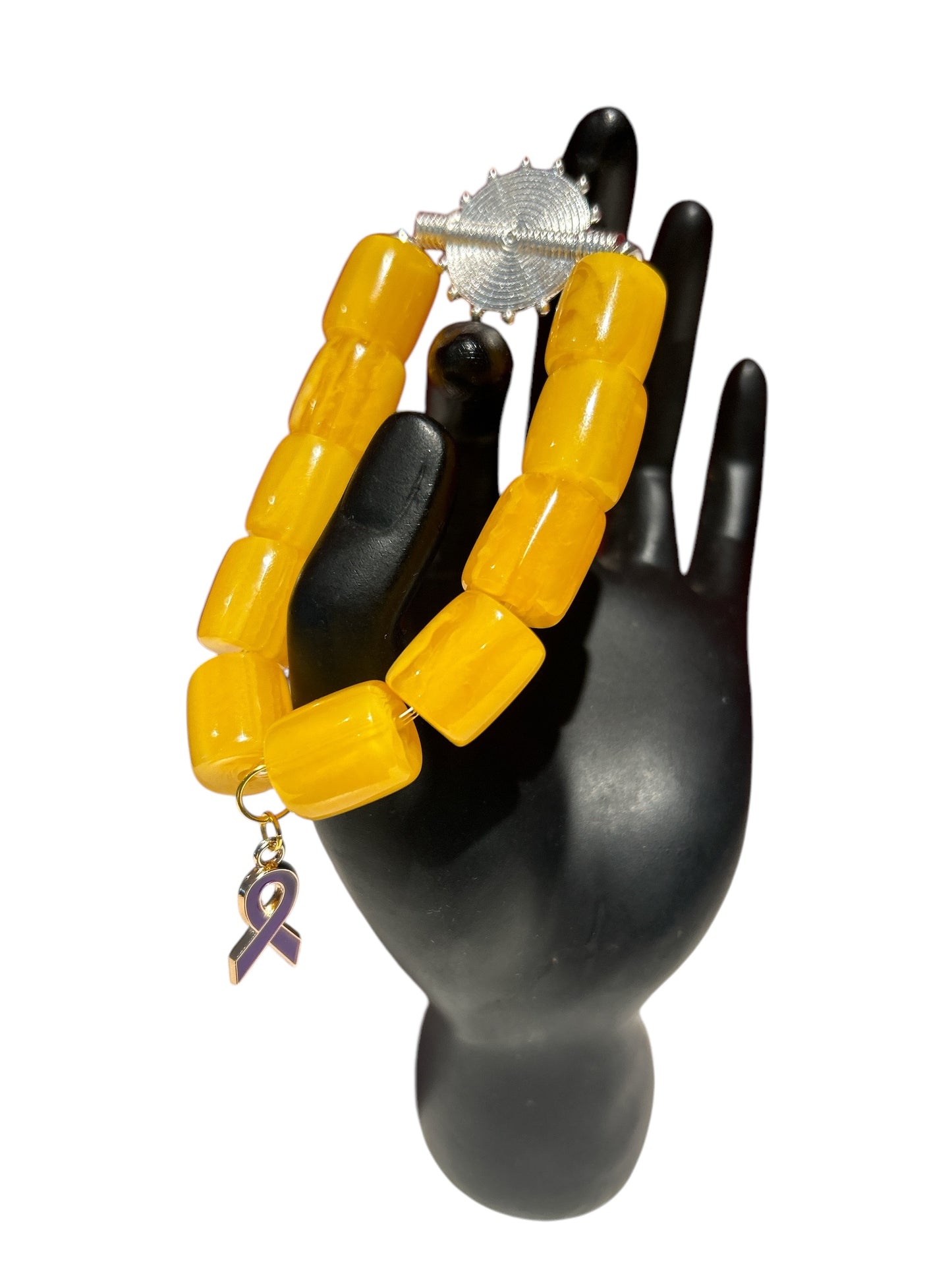 ALZHEIMER BRACELETS Krobo & Yellow Beads