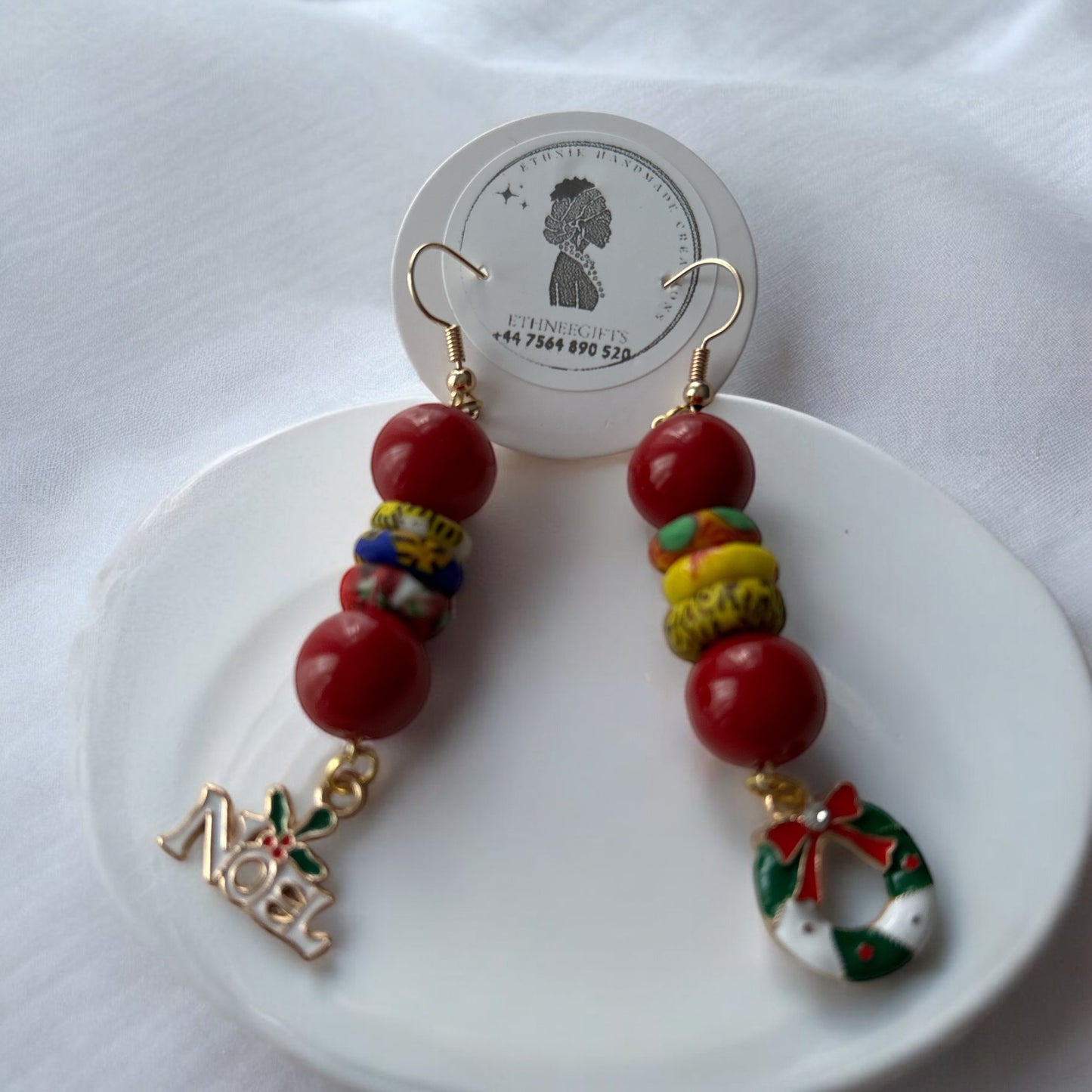 ETHNEEGIFTS XMAS Earrings Beads & Krobo