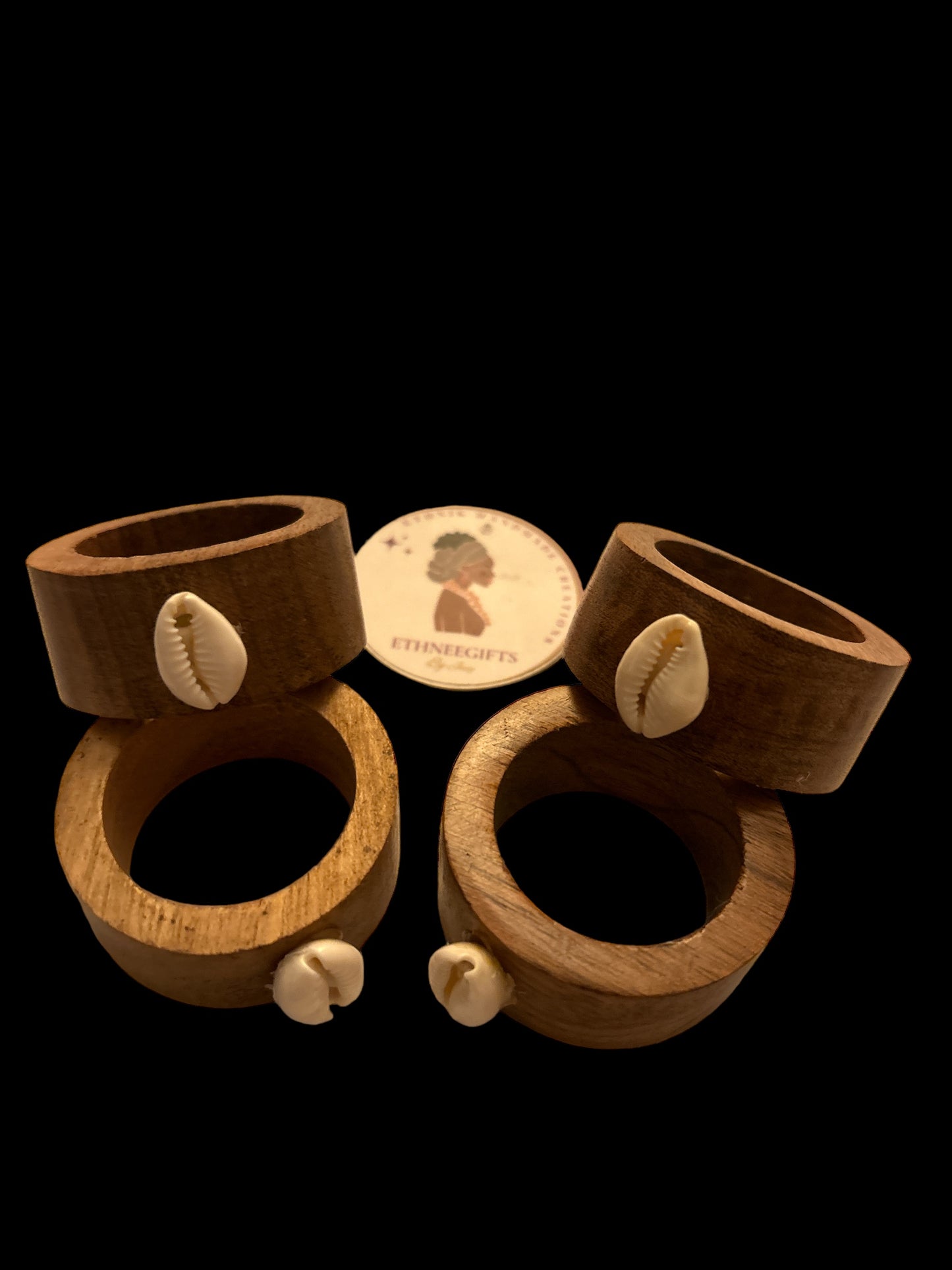 ETHNEEGIFTS - NAPKINS WOOD RINGS ROND (2 Set of 2) 4