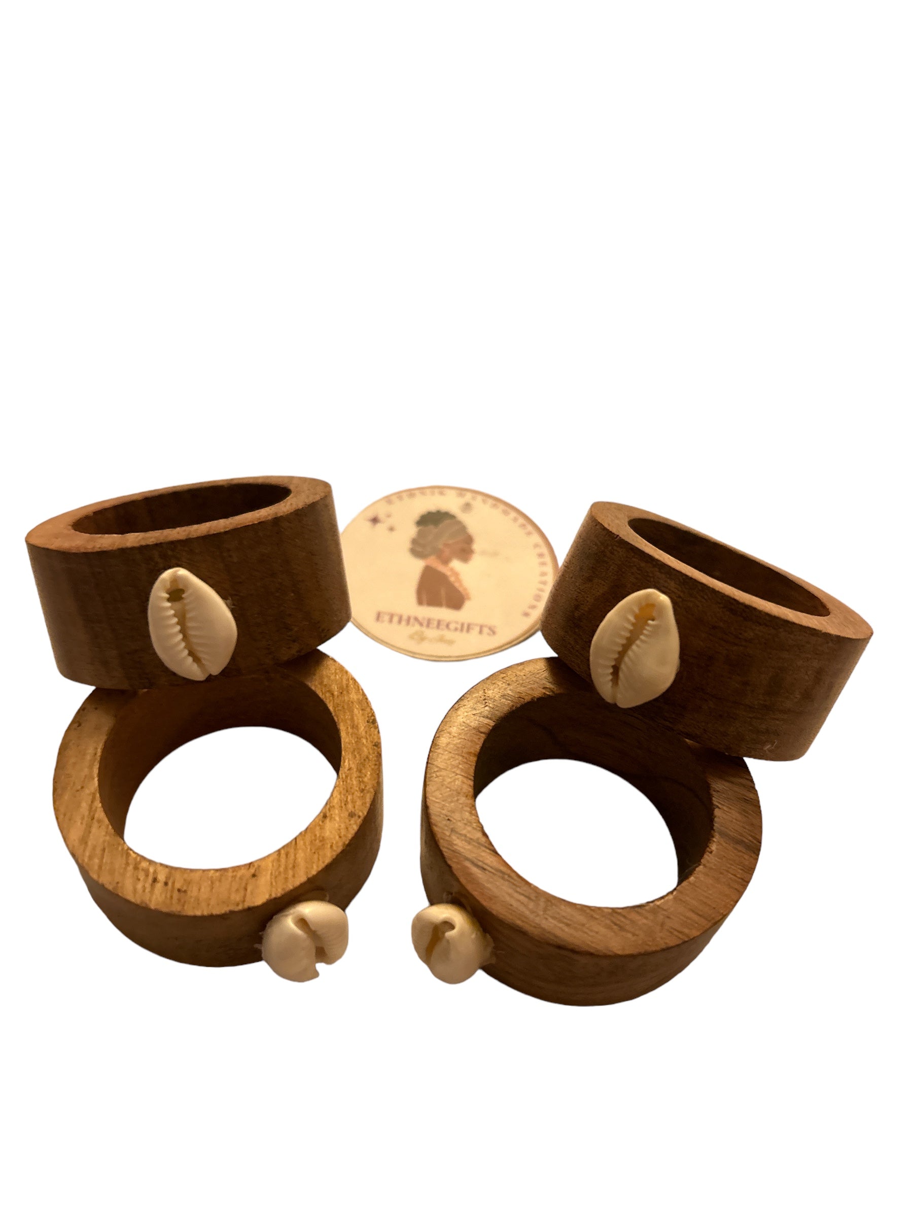 ETHNEEGIFTS - NAPKINS WOOD RINGS ROND (2 Set of 2) 4