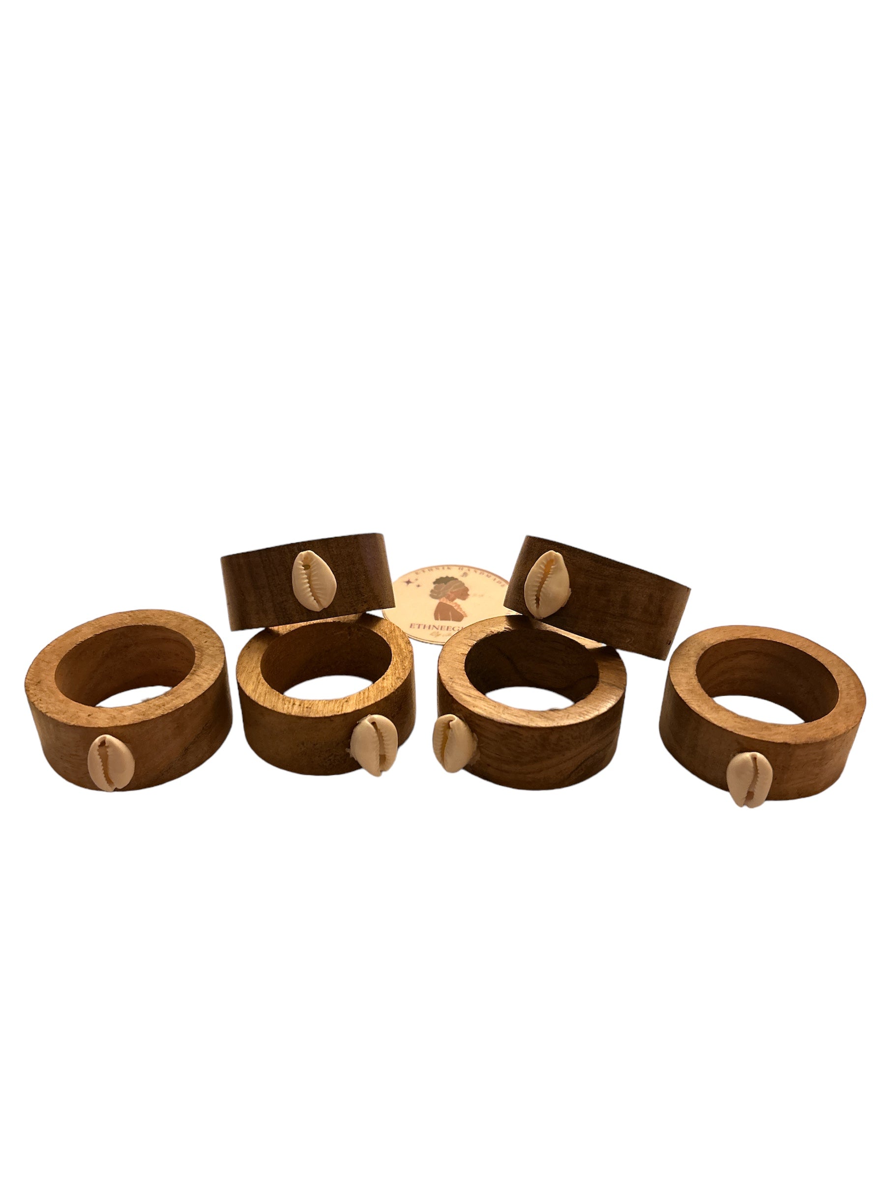 ETHNEEGIFTS - NAPKINS WOOD RINGS ROND (3 Pair of 2) 6