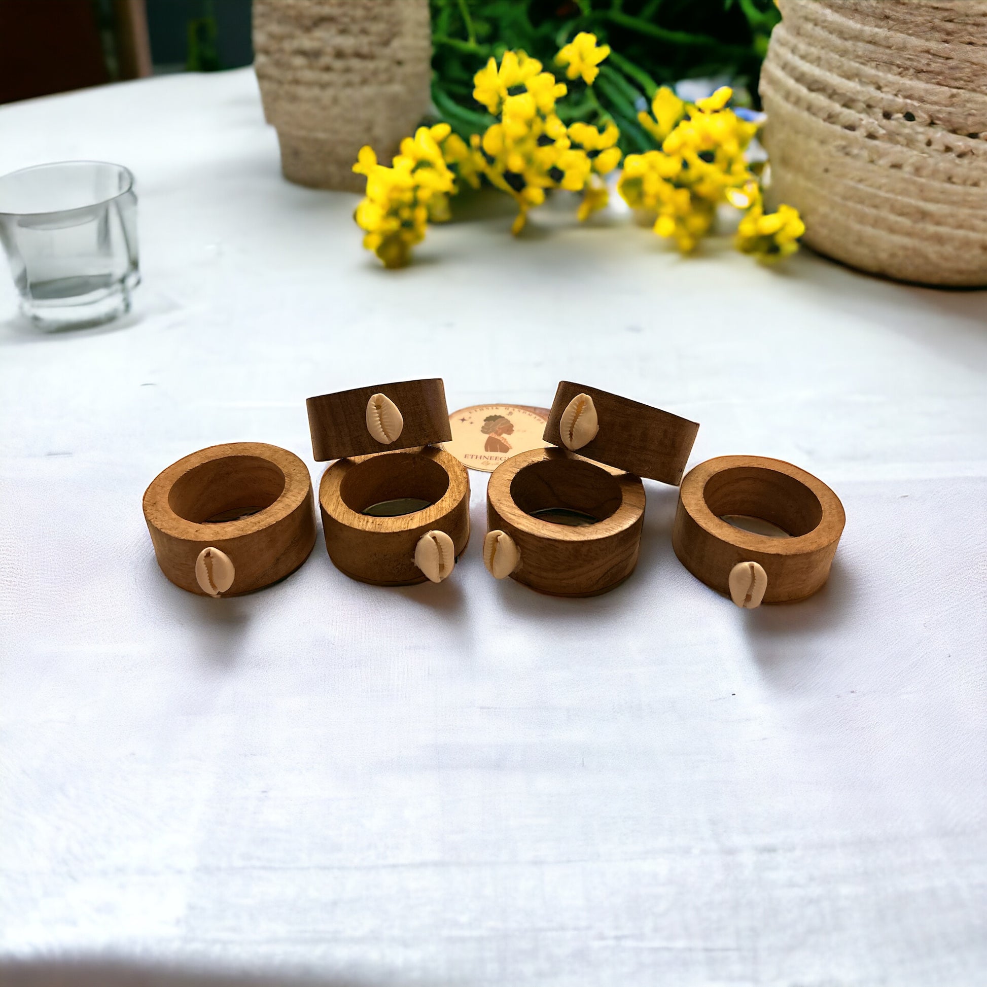 ETHNEEGIFTS - NAPKINS WOOD RINGS ROND (3 Pair of 2) 6