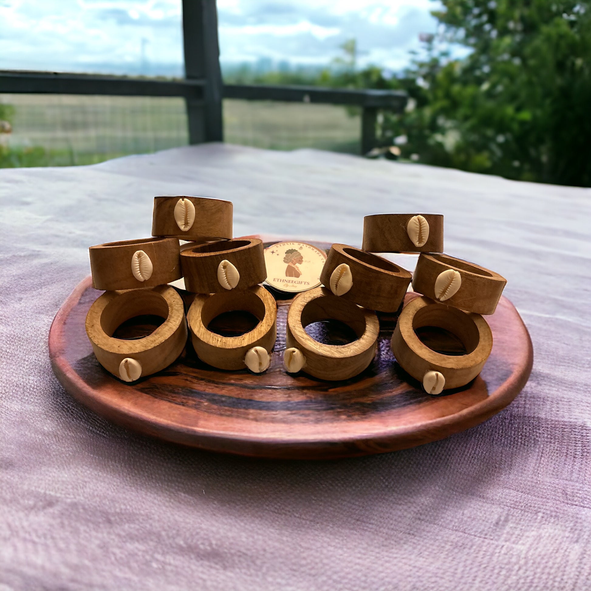 ETHNEEGIFTS - NAPKINS WOOD RINGS ROND (5 Set of 2) 10