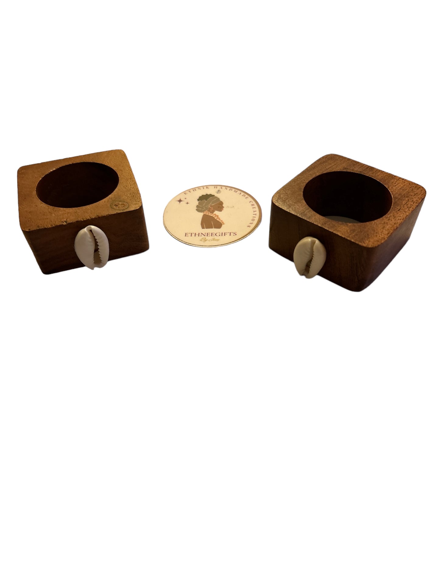 ETHNEEGIFTS - NAPKINS WOOD RINGS SQUARE (1 Set of 2)