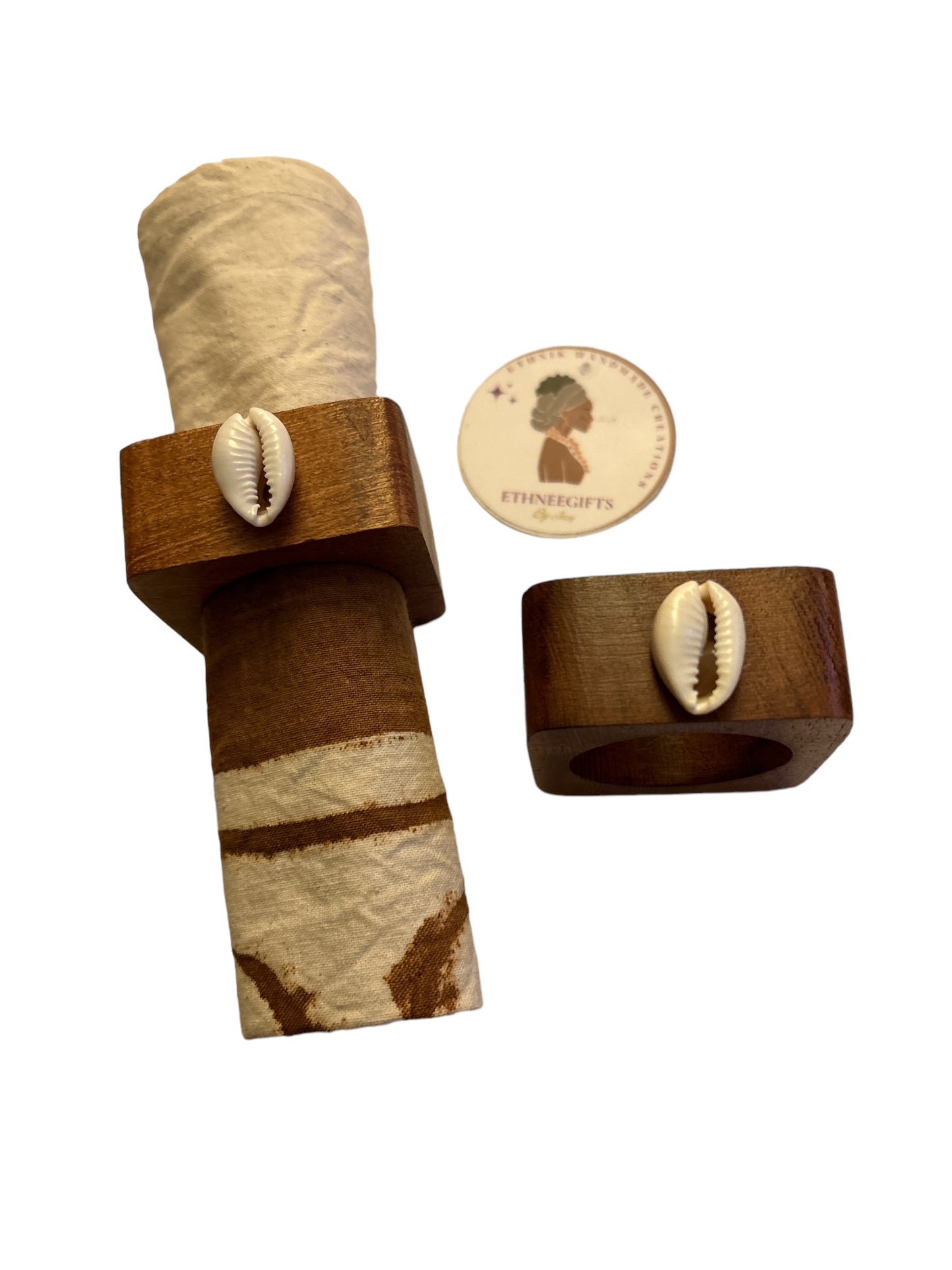 ETHNEEGIFTS - NAPKINS WOOD RINGS SQUARE (1 Set of 2)