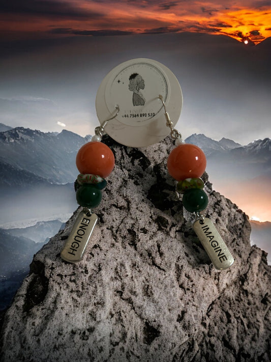 ETHNEEGIFTS - EARRINGS MOTIVATION " IMAGINE-ENOUGH "