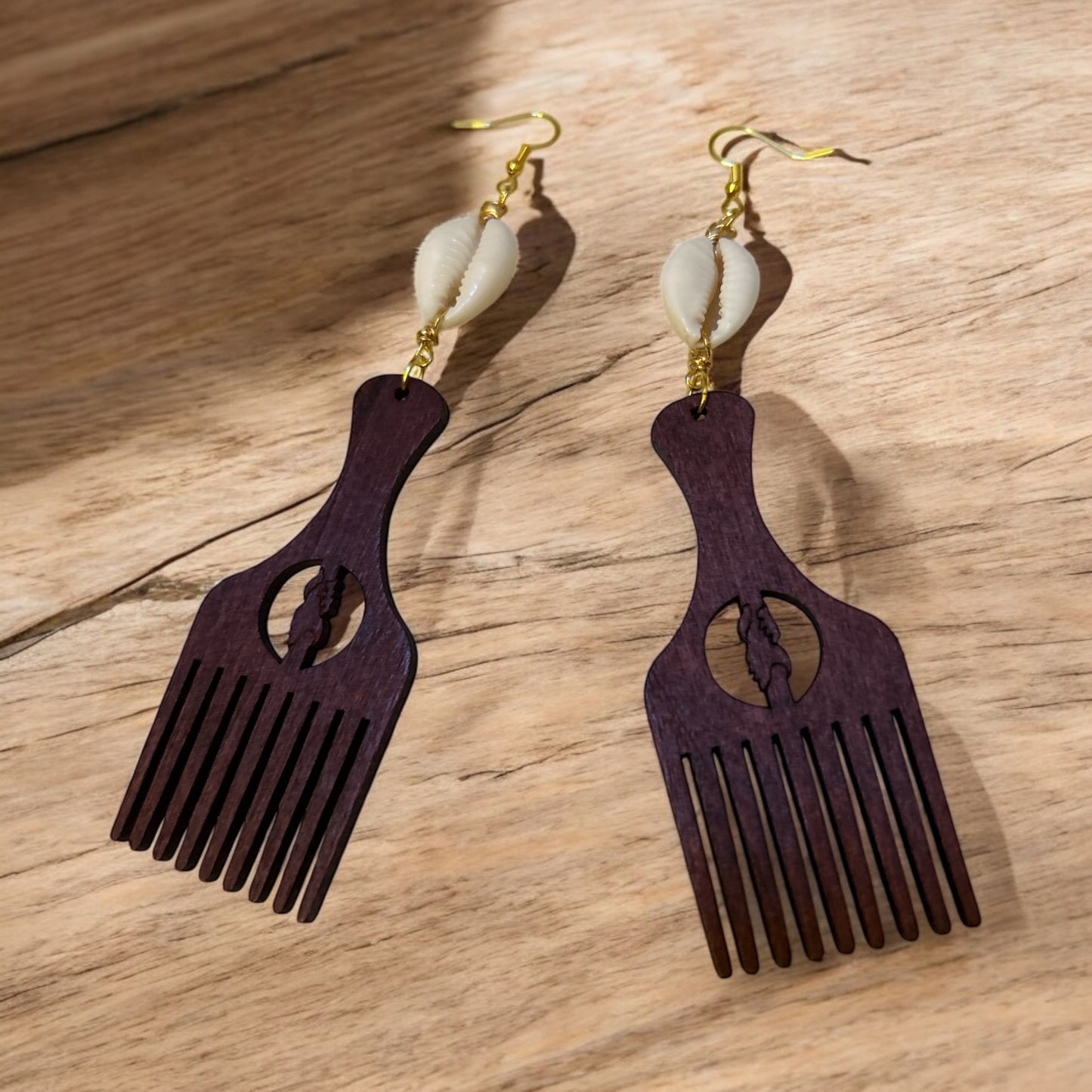 Earrings SANAA Comb Brown Gold S