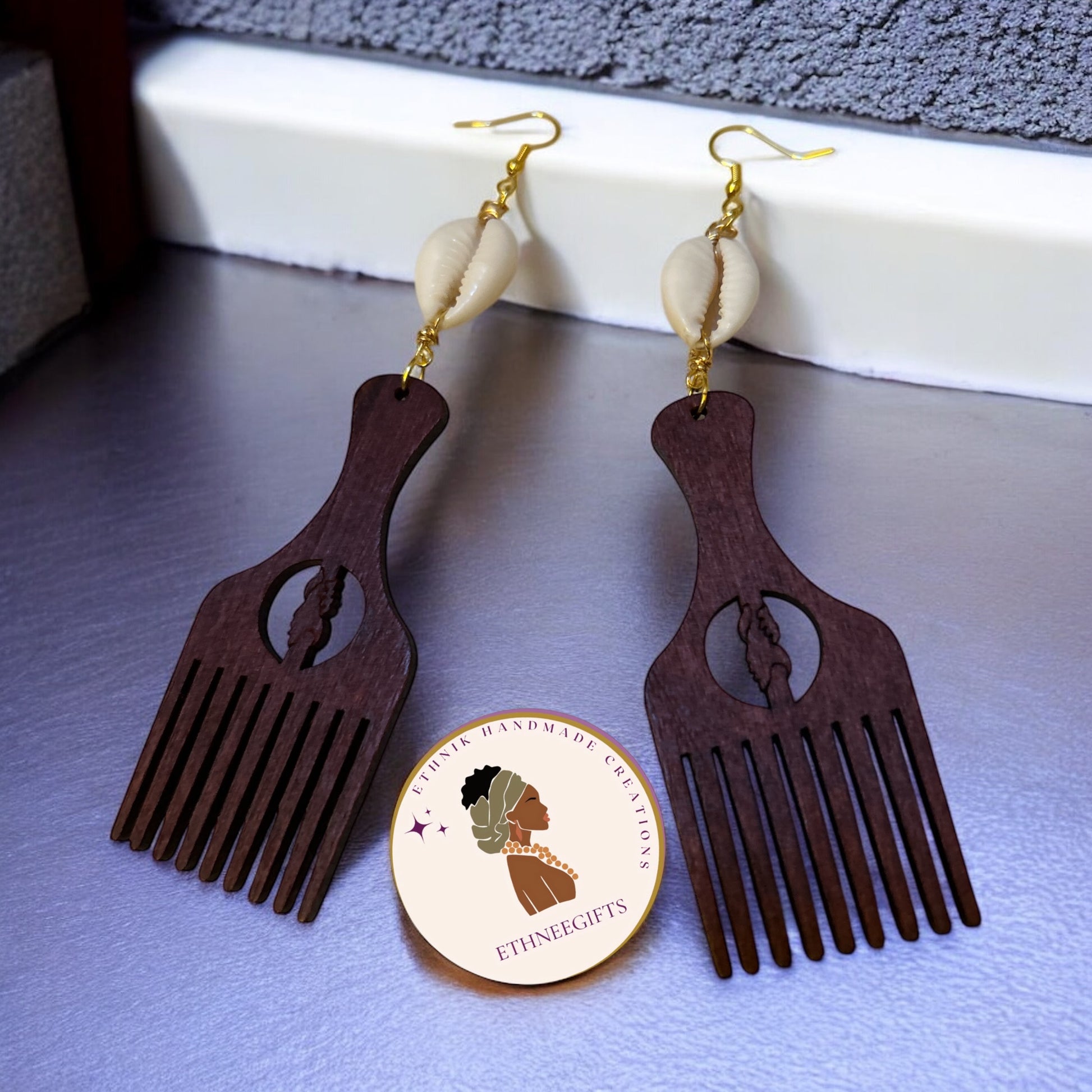 Earrings SANAA Comb Brown Gold S