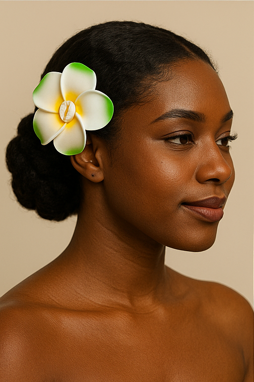 Medium Flower Clip Hair Green - ETHNEEGIFTS