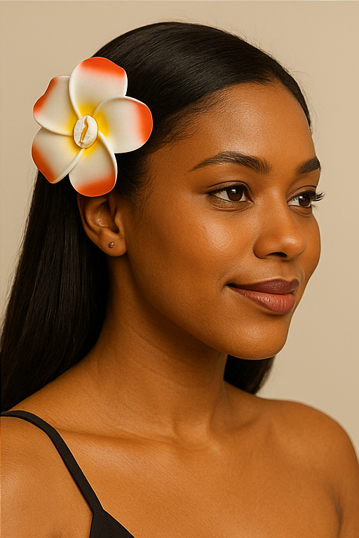 Medium Flower Clip Hair Orange - ETHNEEGIFTS